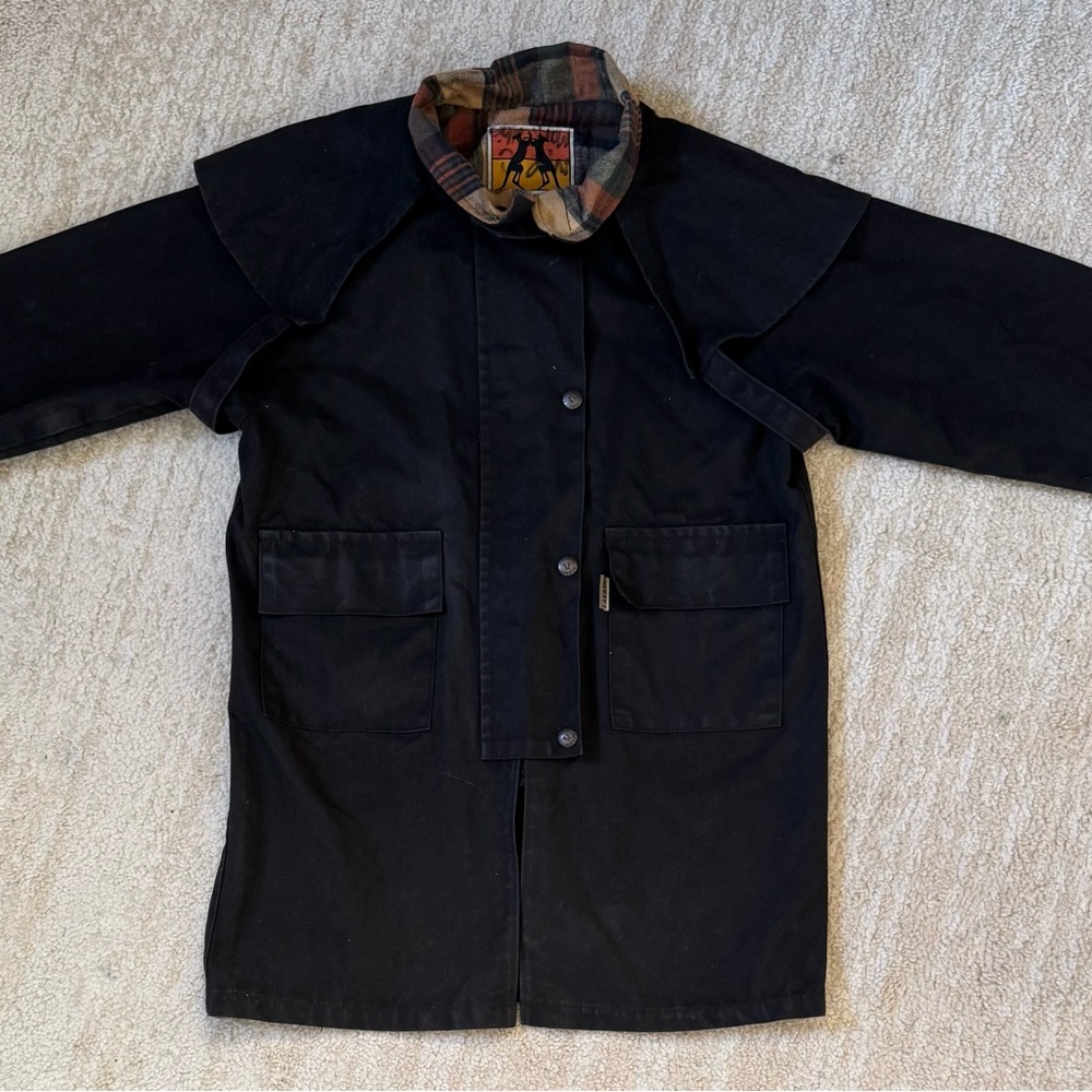 Kakadu Australian Black oilskin duster Size Medium Possible Kids See Details